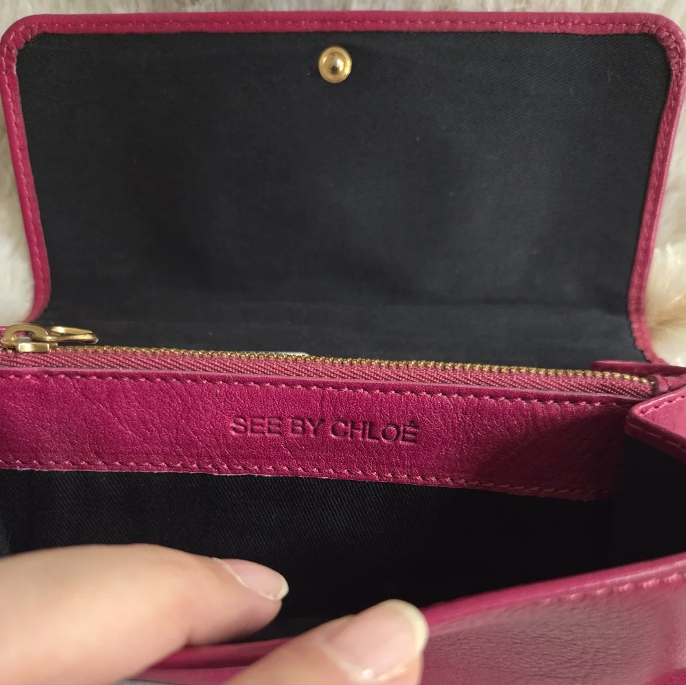 See By Chloe Pink and Brown Leather Continental Wallet